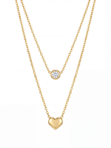 Dual Layer Heart Crystal Necklace