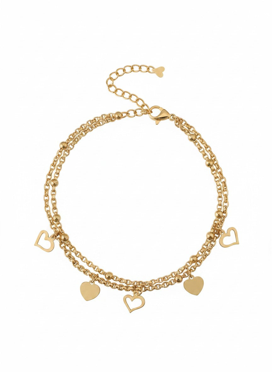 Delicate Heart Charm Chain Bracelet