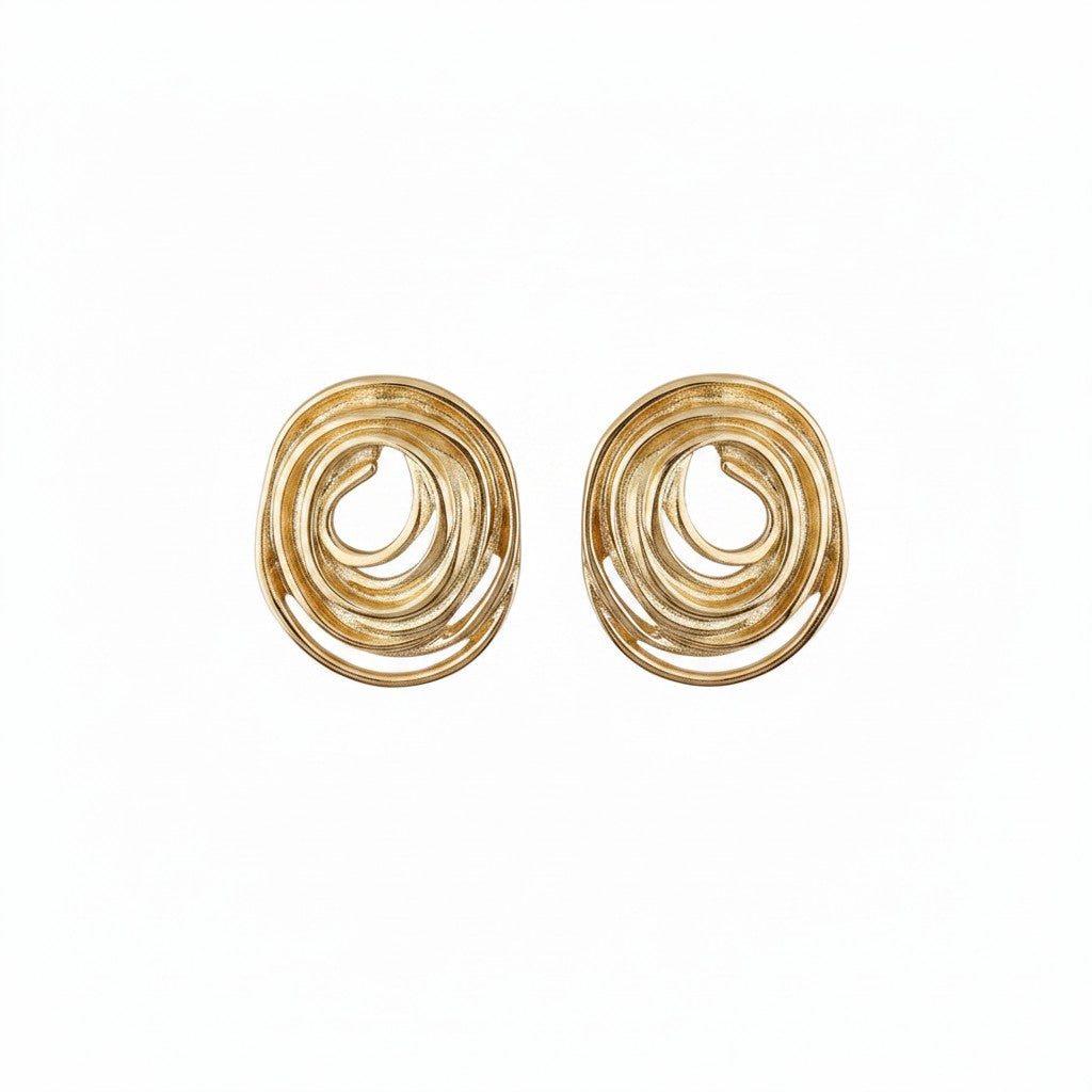 Sculptural Swirl Gold Stud Earrings