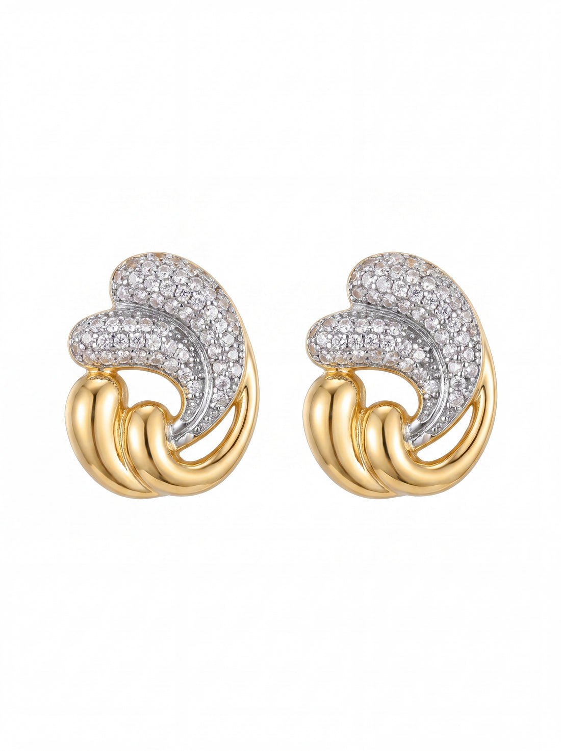Two Tone Crystal Knot Stud Earrings