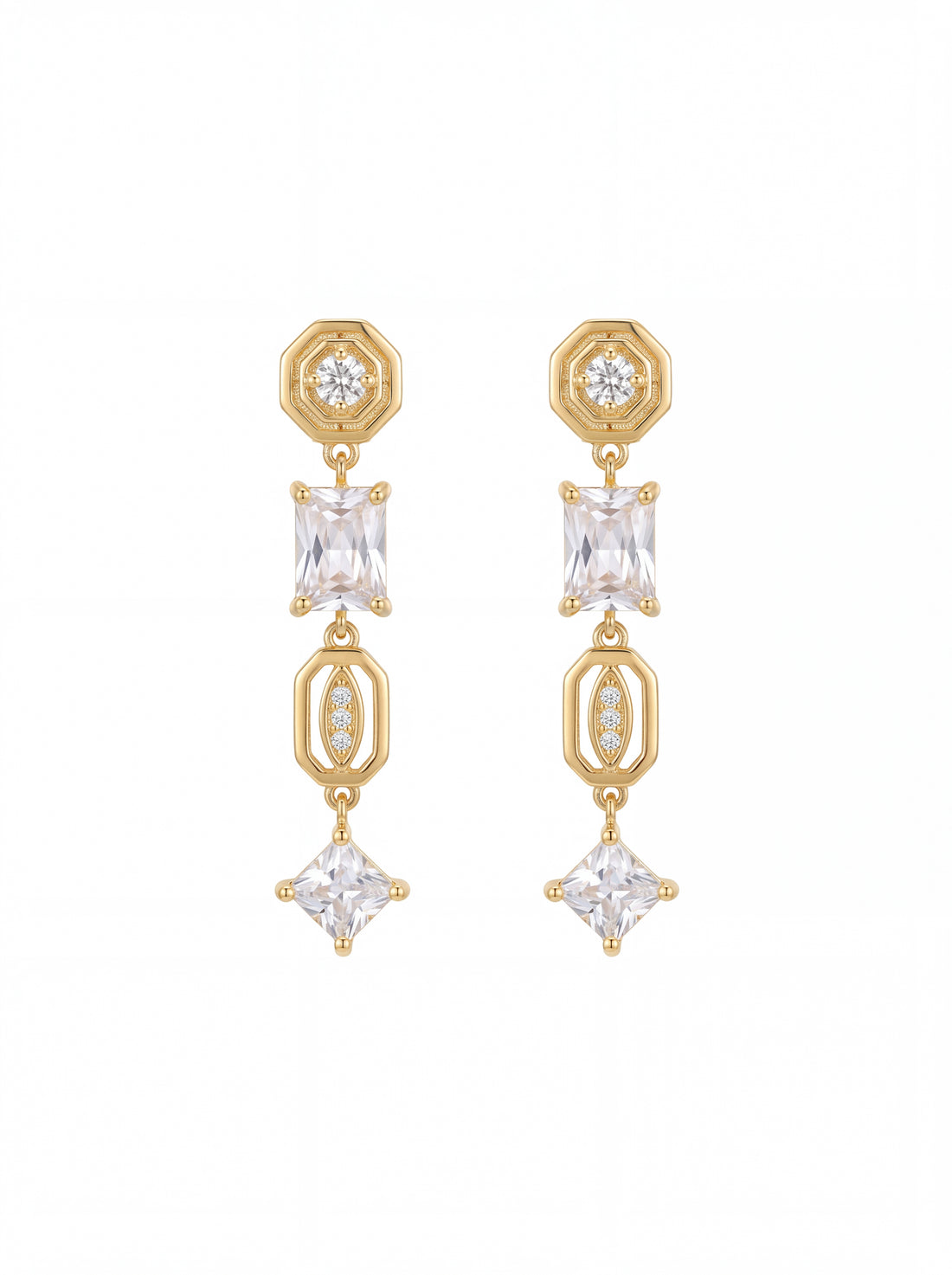 Geometric Crystal Drop Earrings