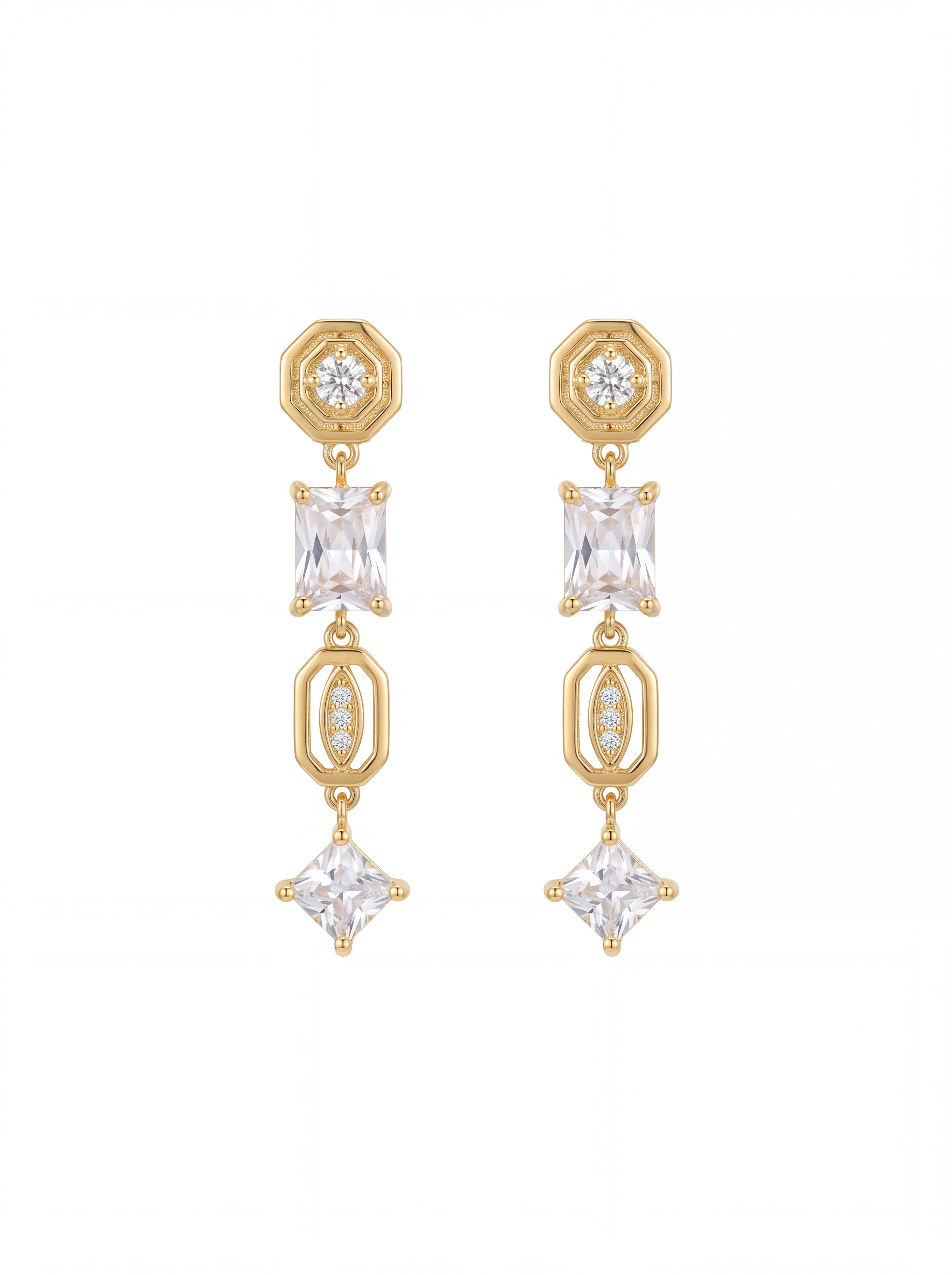 Geometric Crystal Drop Earrings