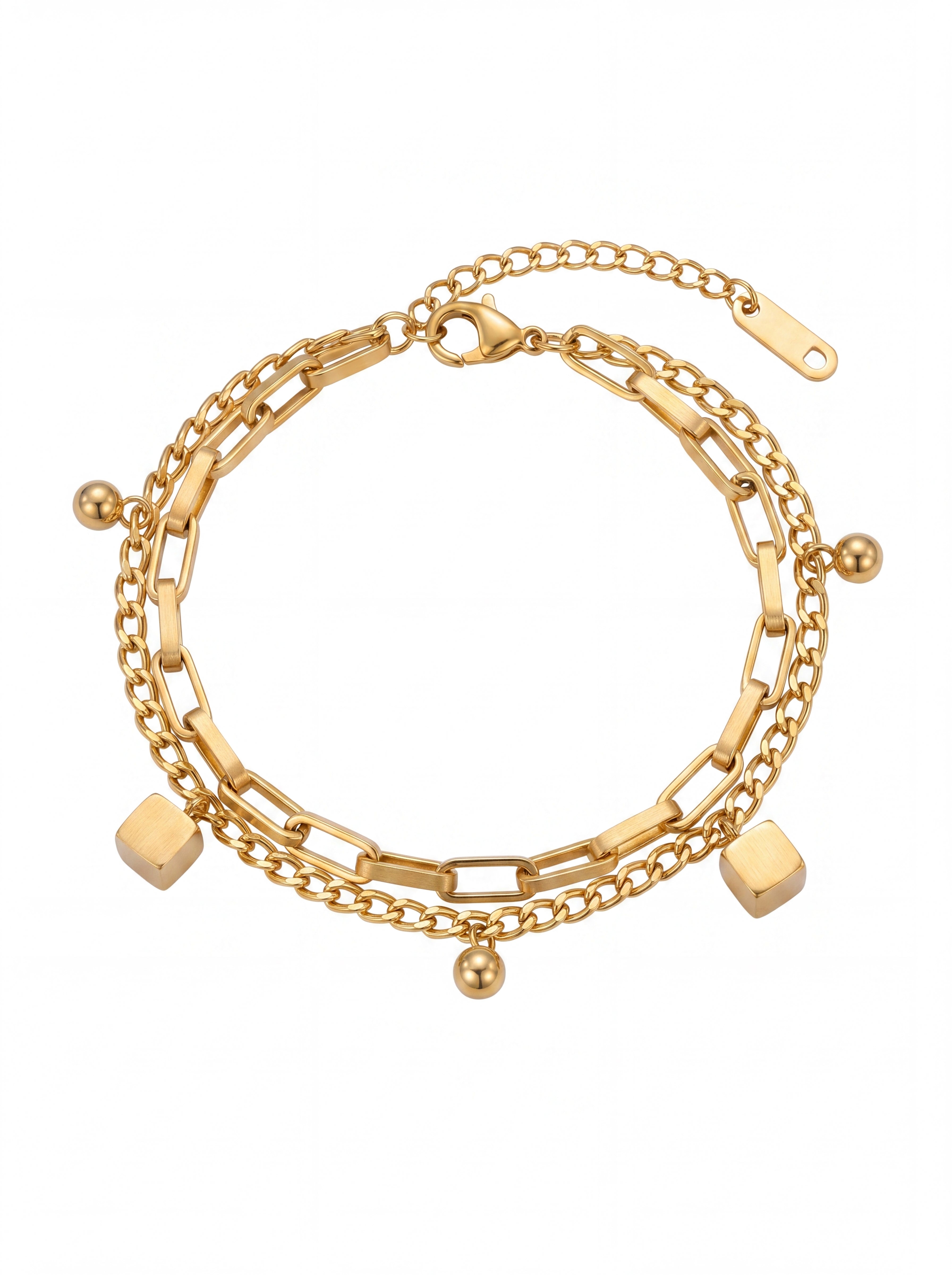 Layered Charm Chain Bracelet