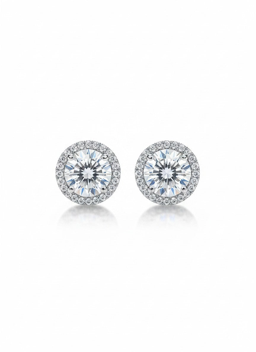 Brilliant Halo Round Stud Earrings