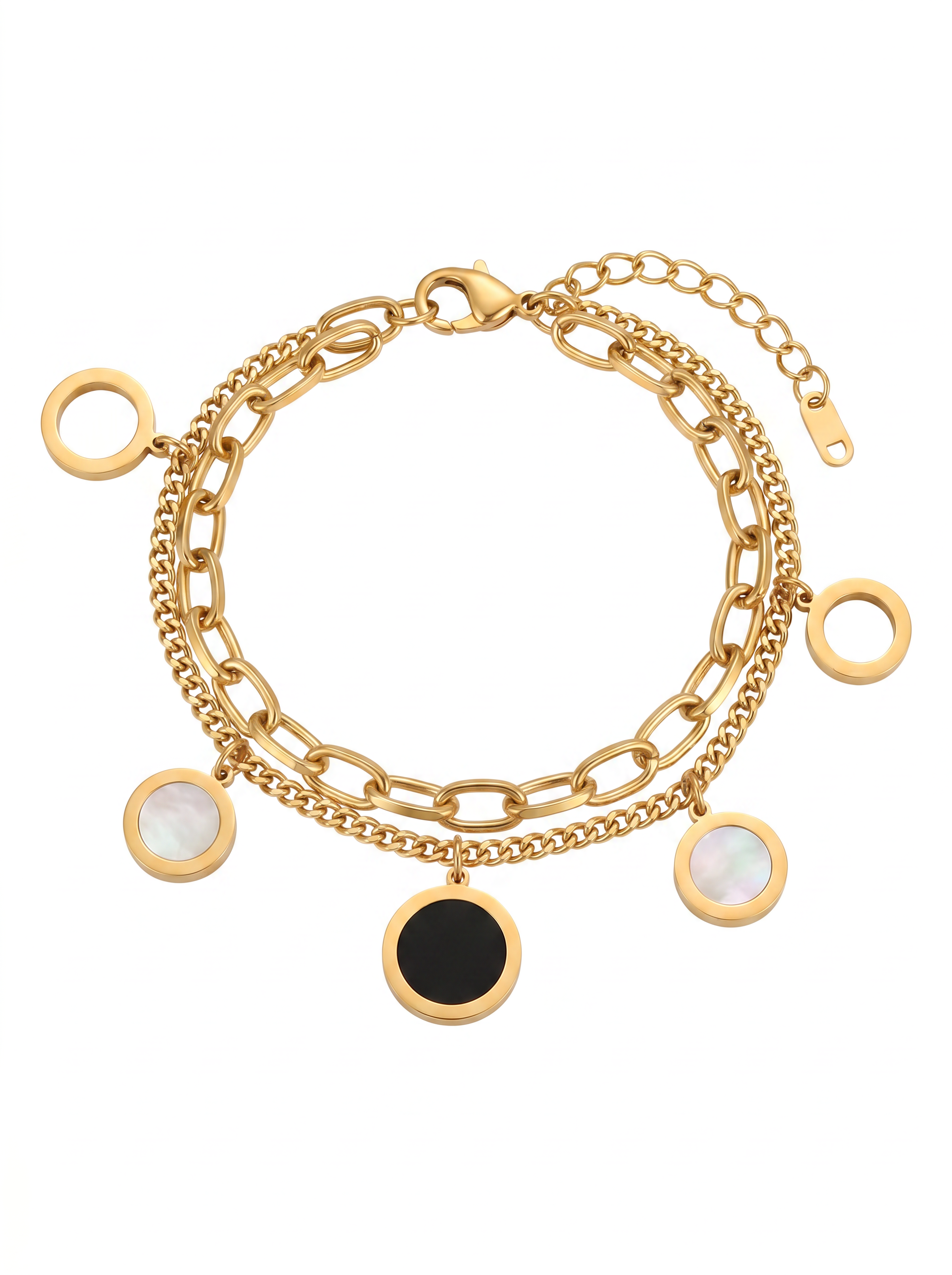 Modern Circle Charm Statement Bracelet