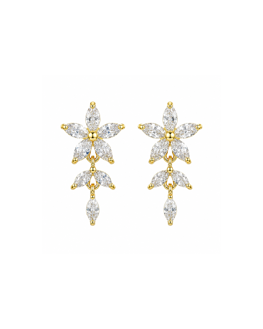 Light Golden Floral Vine Drop Earrings
