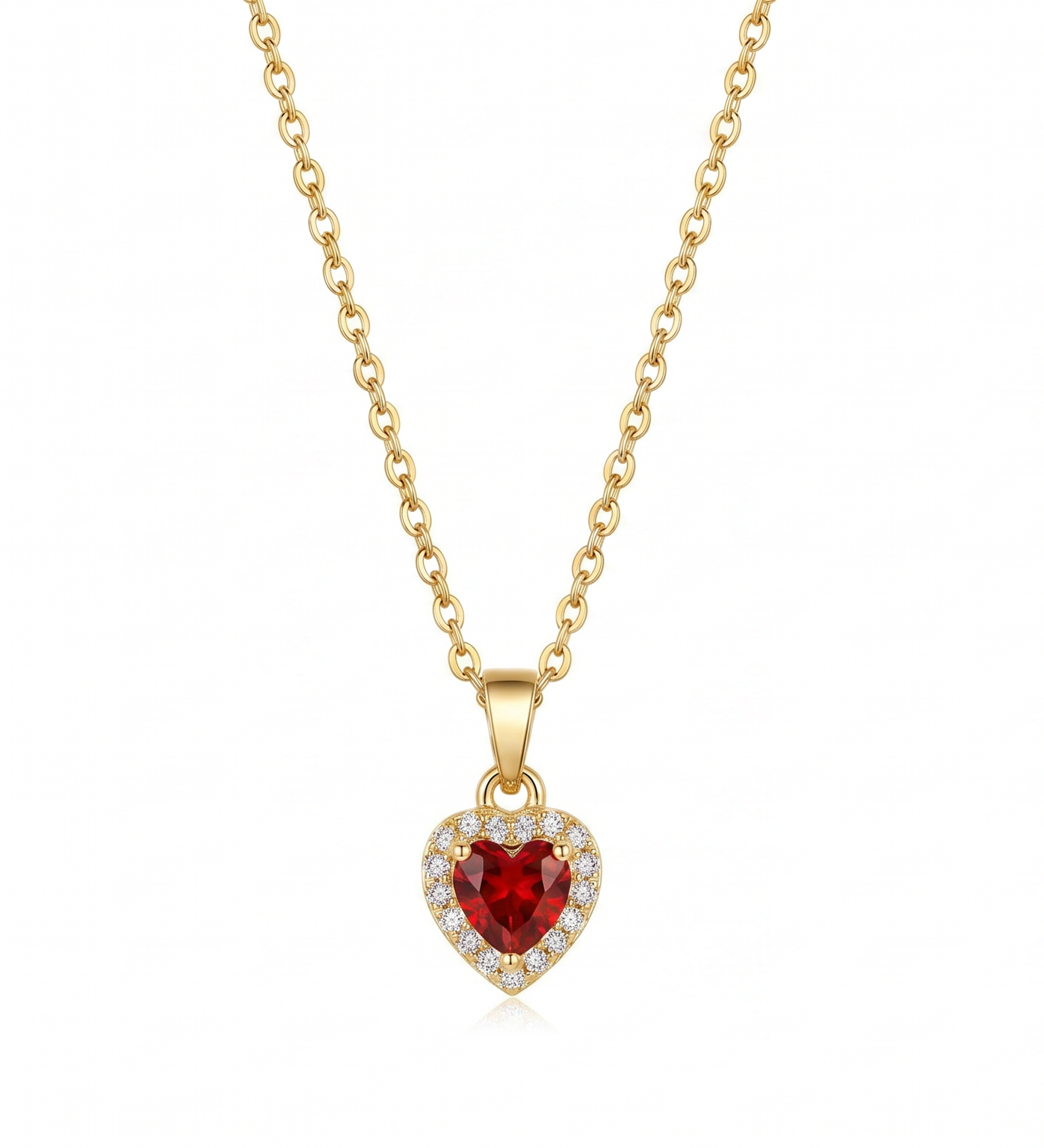 Ruby Heart Solitaire Pendant Necklace
