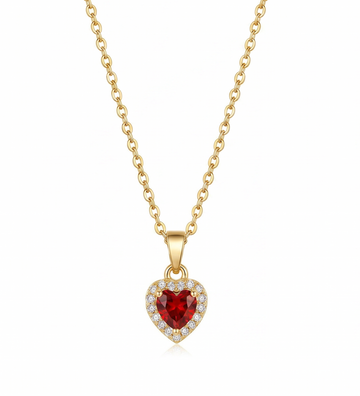 Ruby Heart Solitaire Pendant Necklace