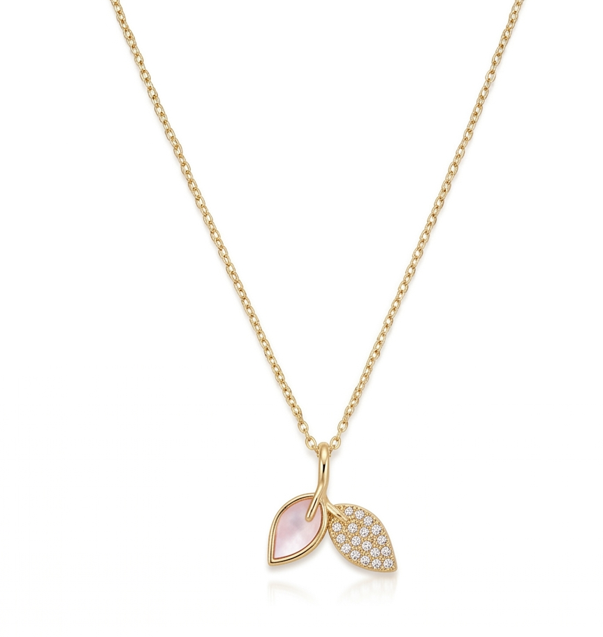 Two Leaf Delicate Pendant Necklace
