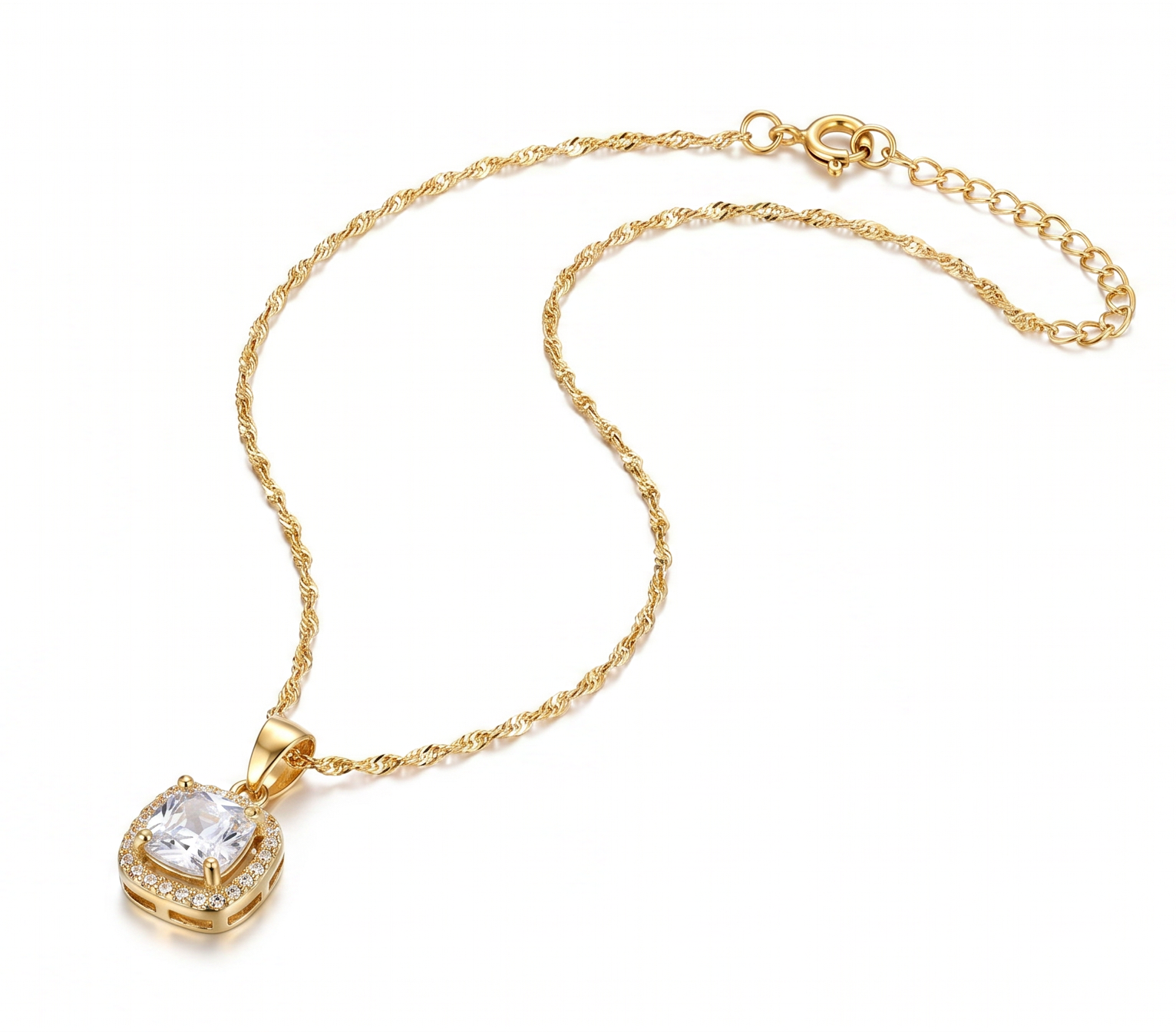 Classic Round Crystal Solitaire Necklace