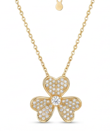 Pavé Floral Clover Pendant Necklace