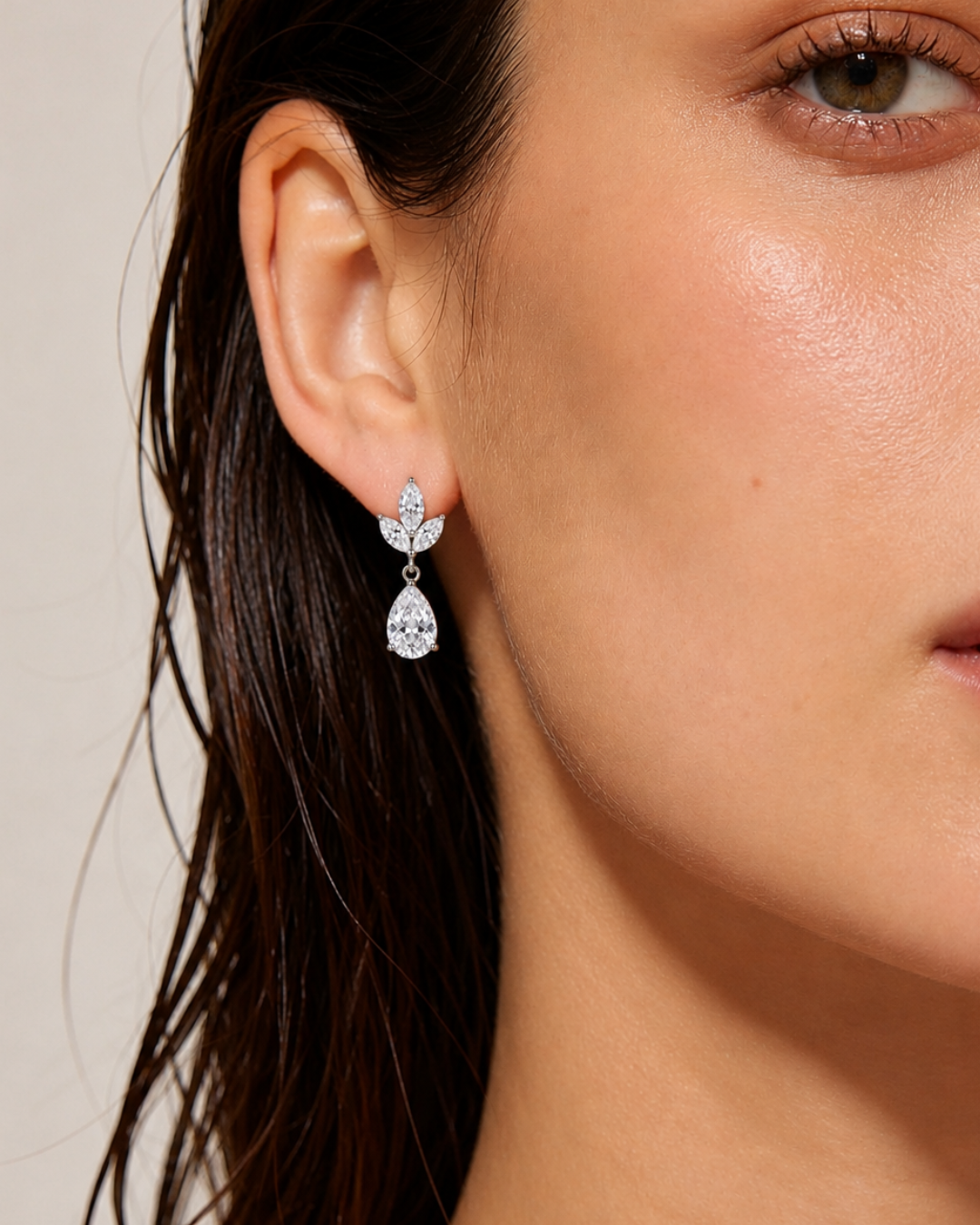 Marquise Leaf and Pear Drop Statement Earrings