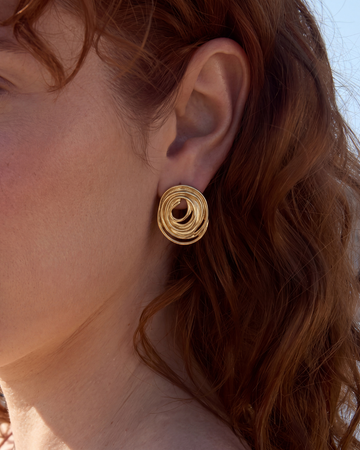 Sculptural Swirl Gold Stud Earrings