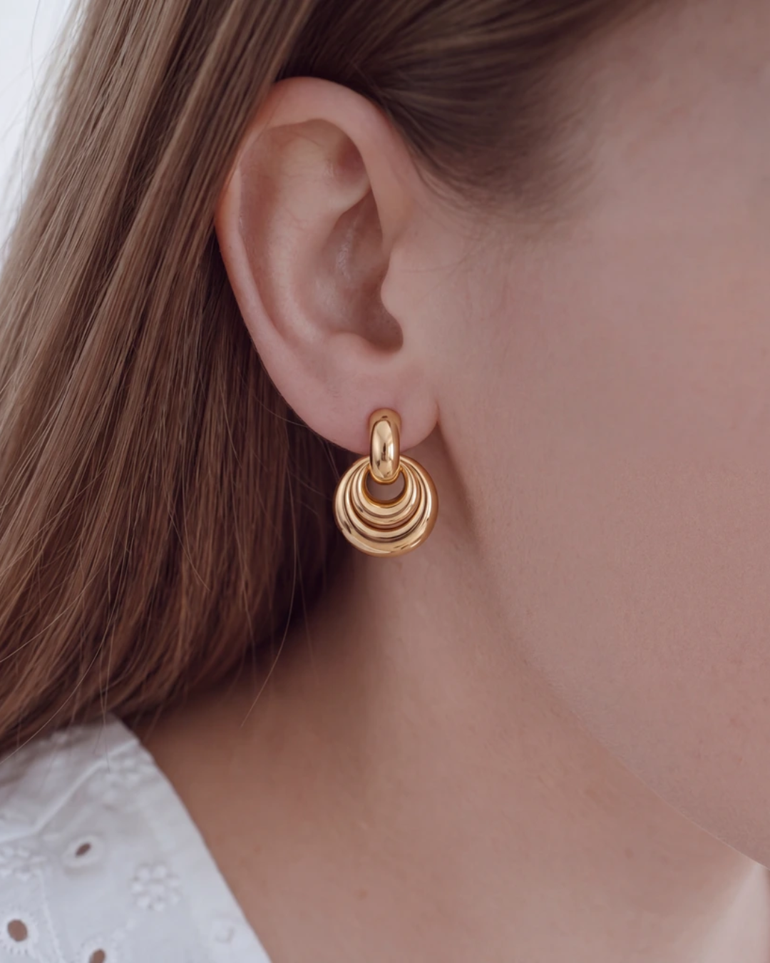 Sculptural Double Dome Drop Earrings