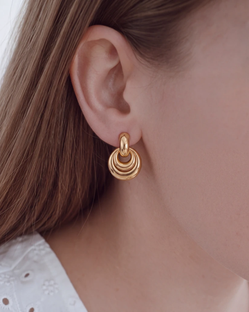 Sculptural Double Dome Drop Earrings
