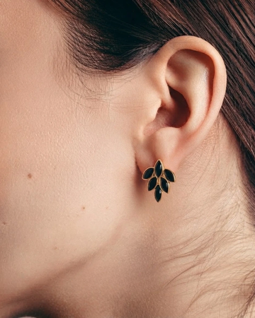 Midnight Leaf Cluster Stud Earrings