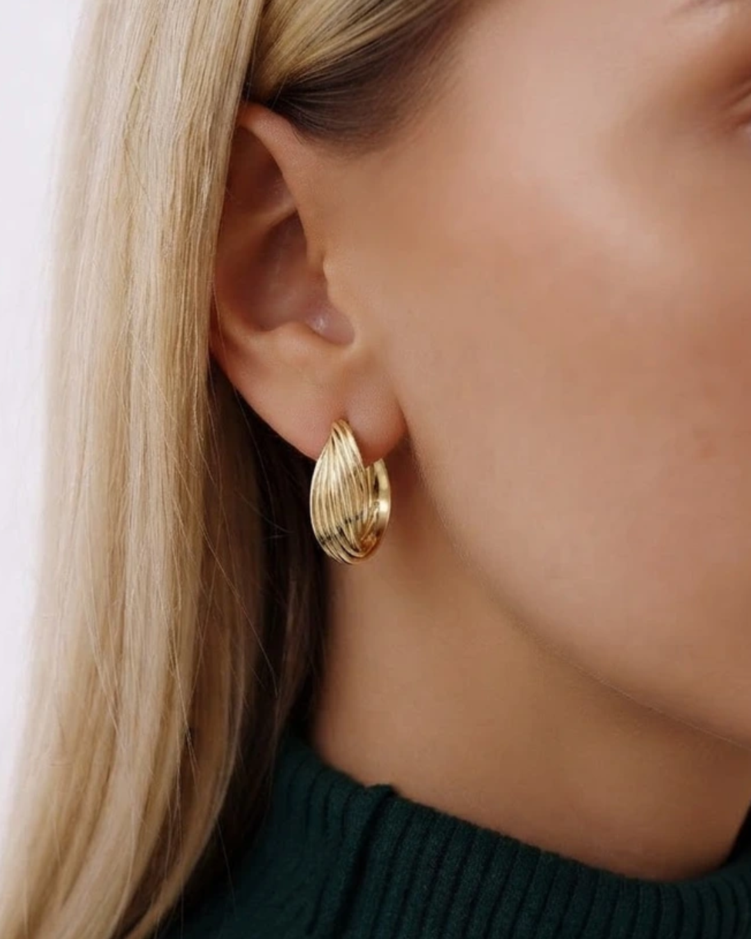 Textured Oval Gold Dome Earrings