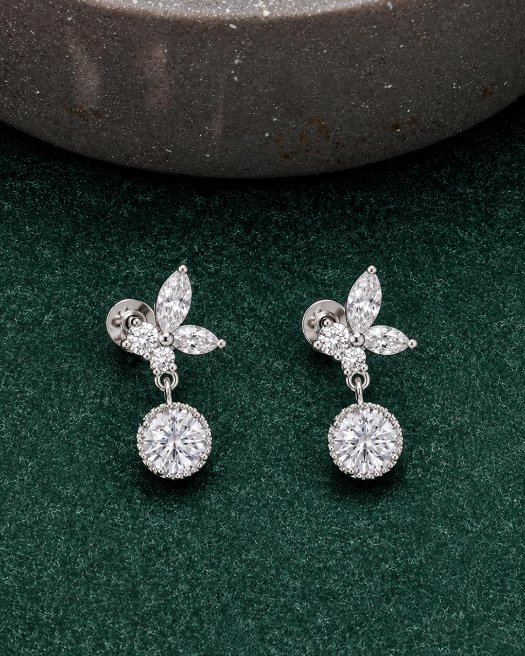 Botanical Crystal Disc Drop Earrings