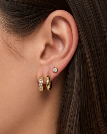 Mixed Gold Stud & Hoops Earring Set