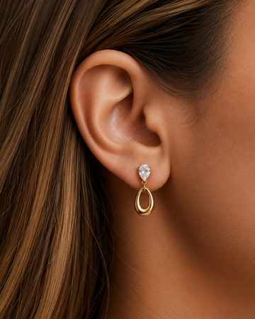 Crystal Crown Teardrop Statement Drop Earrings
