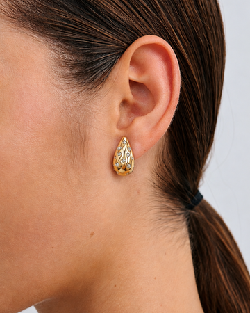 Textured Teardrop Pavé Stud Earrings