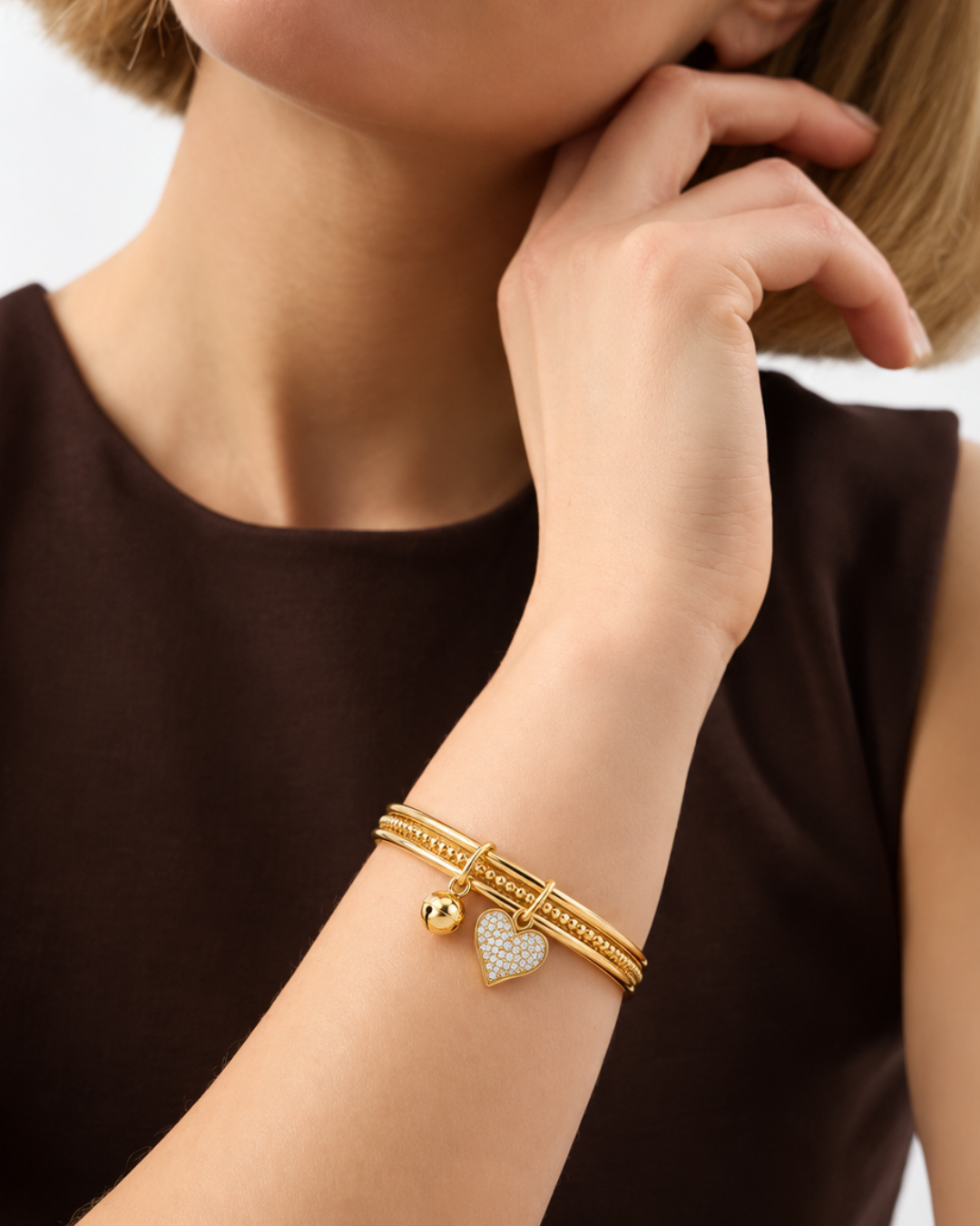 Heart Bell Charm Bracelet