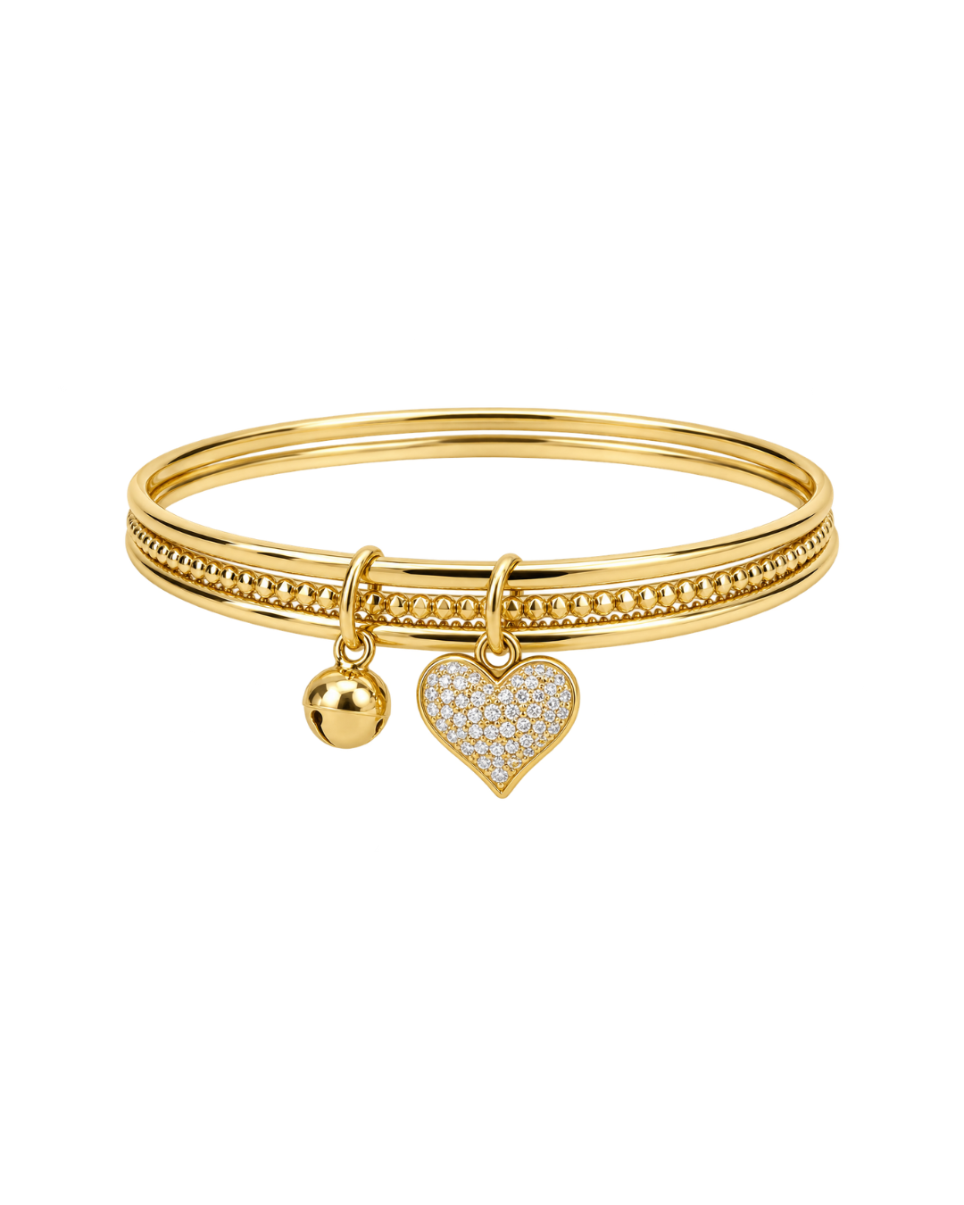 Heart Bell Charm Bracelet
