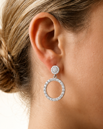 Silver Crystal Hoop Earrings