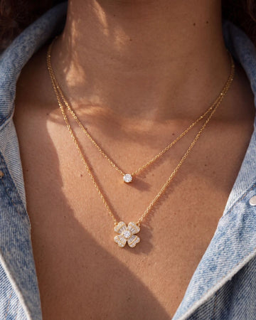 Floral Motif Double Strand Pendant Necklace