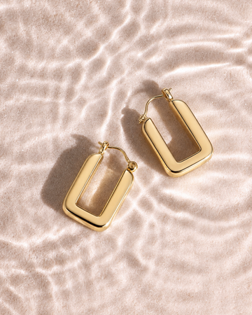 Rectangular Polished Hoop Earrings