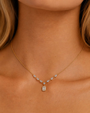 Geometric Crystal Frame Pendant Necklace