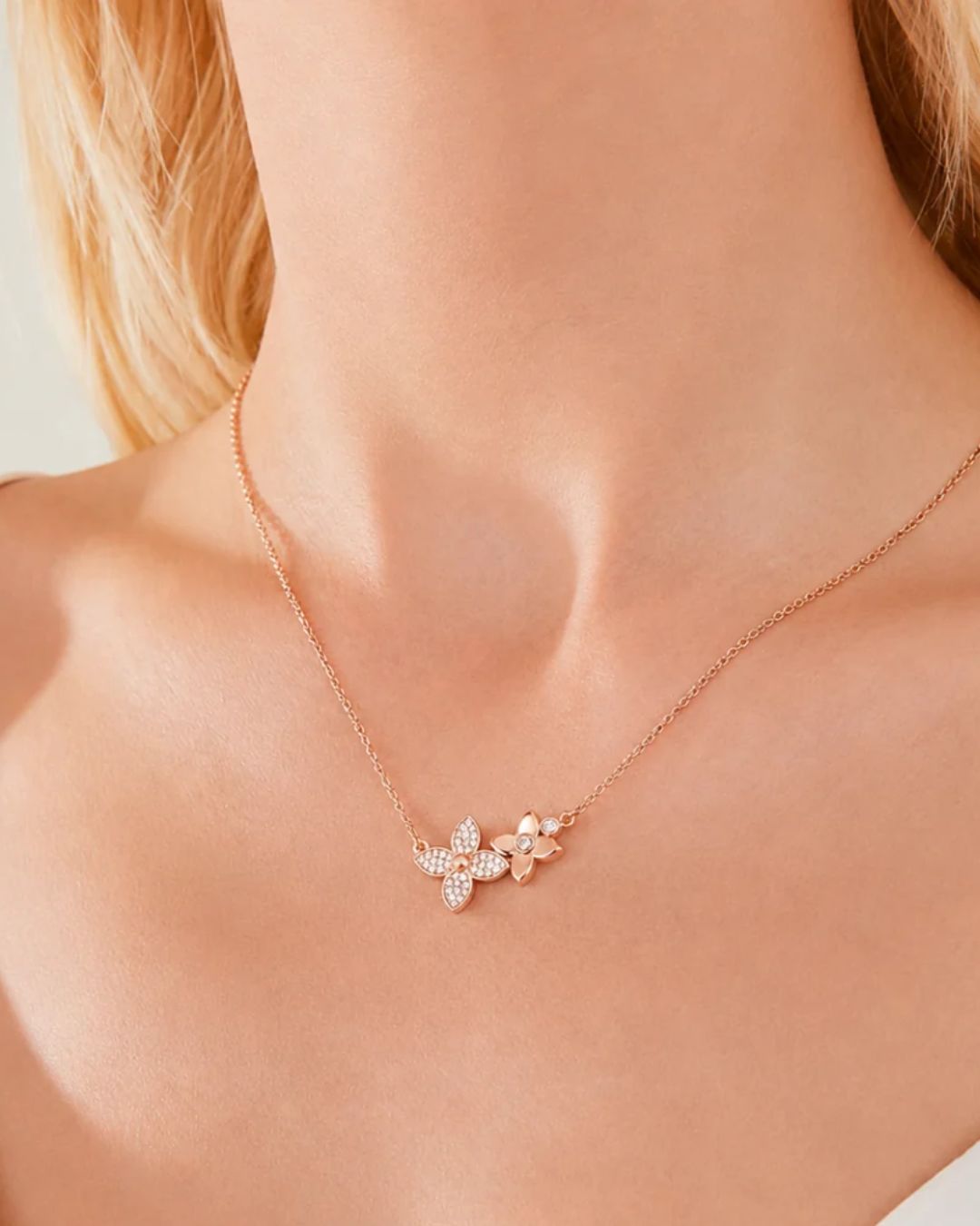 Floral Rose Gold Charm Necklace