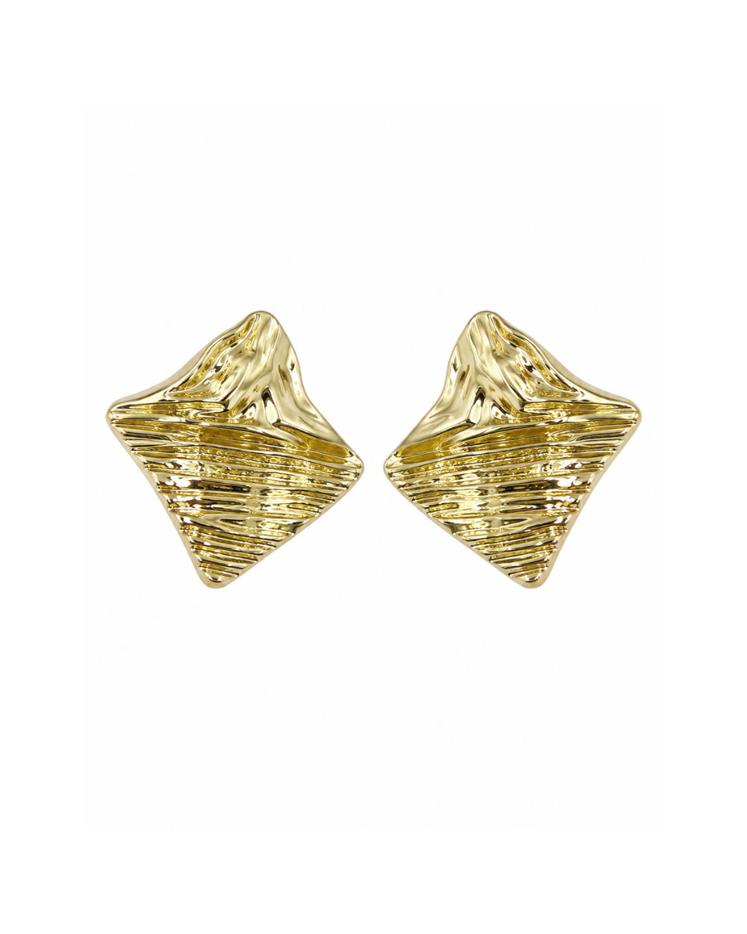 Light Gold Diamond Textured Square Stud Earrings