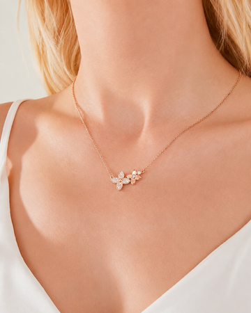 Floral Rose Gold Charm Necklace