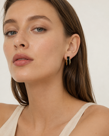Black Enamel Oval Hoops