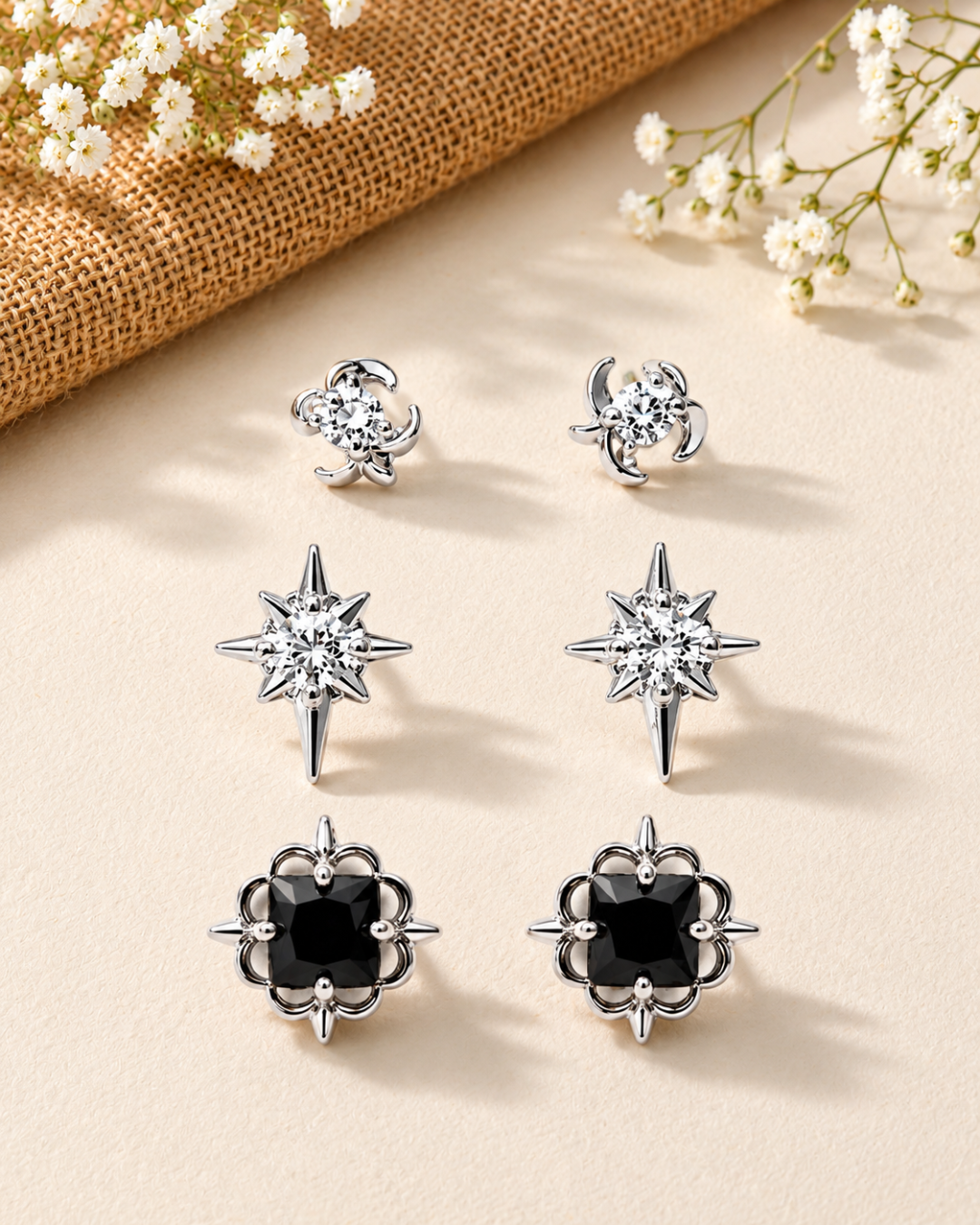 Crystal Stud Earring Set