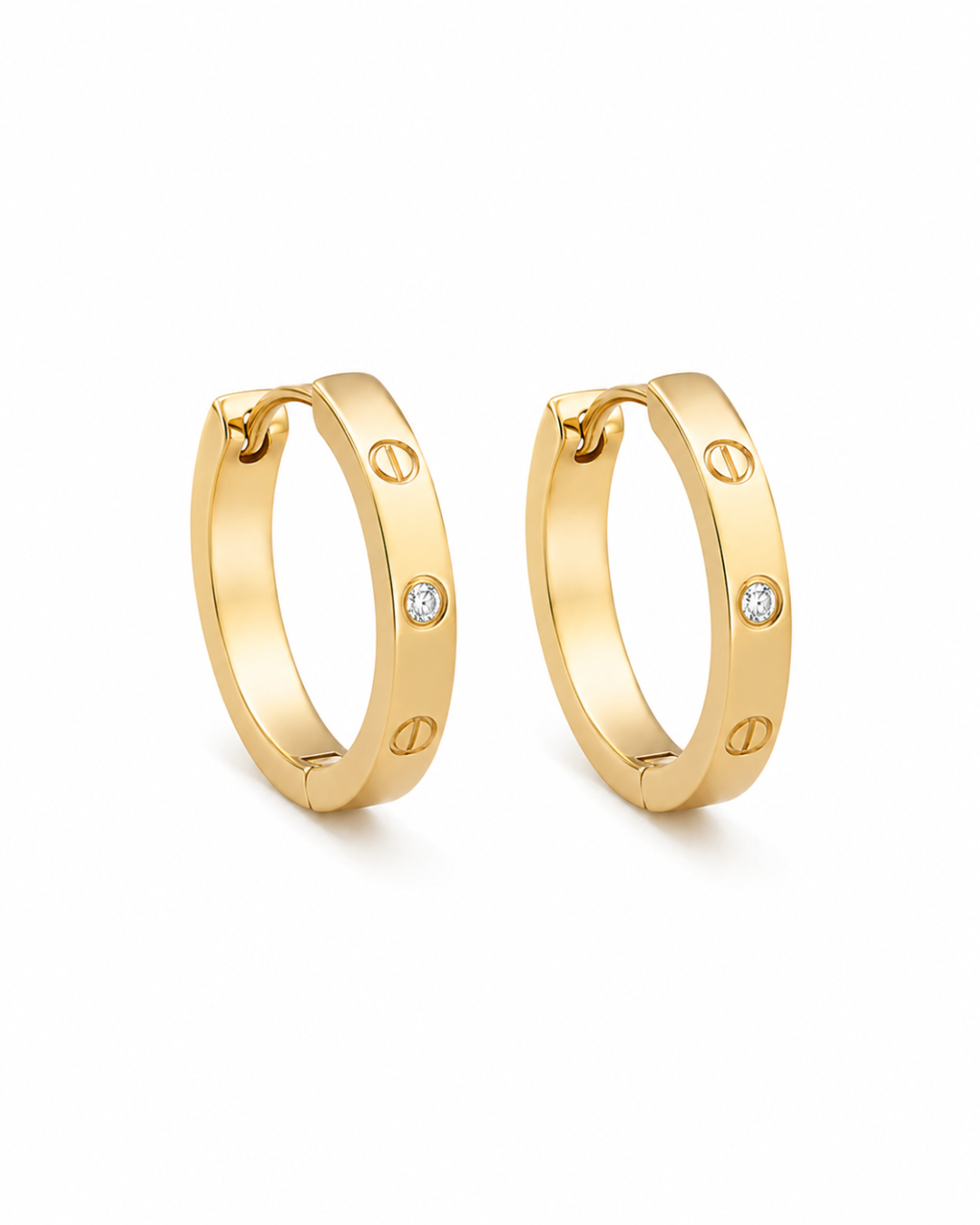 Gold Bezel Accent Huggies
