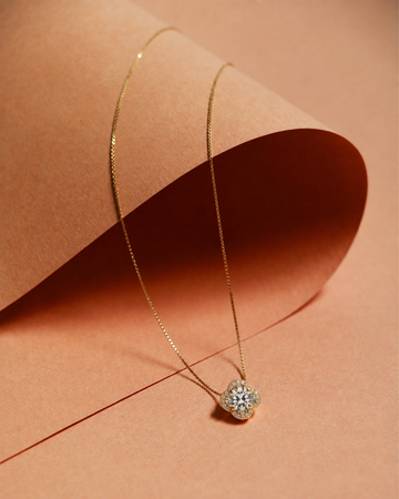 Classic Round Halo Crystal Pendant Necklace