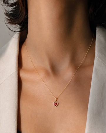 Ruby Heart Solitaire Pendant Necklace