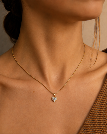Golden Heart Crystal Pendant Necklace