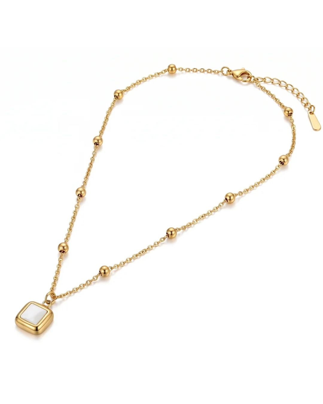 Minimal Beaded Lock Pendant Necklace