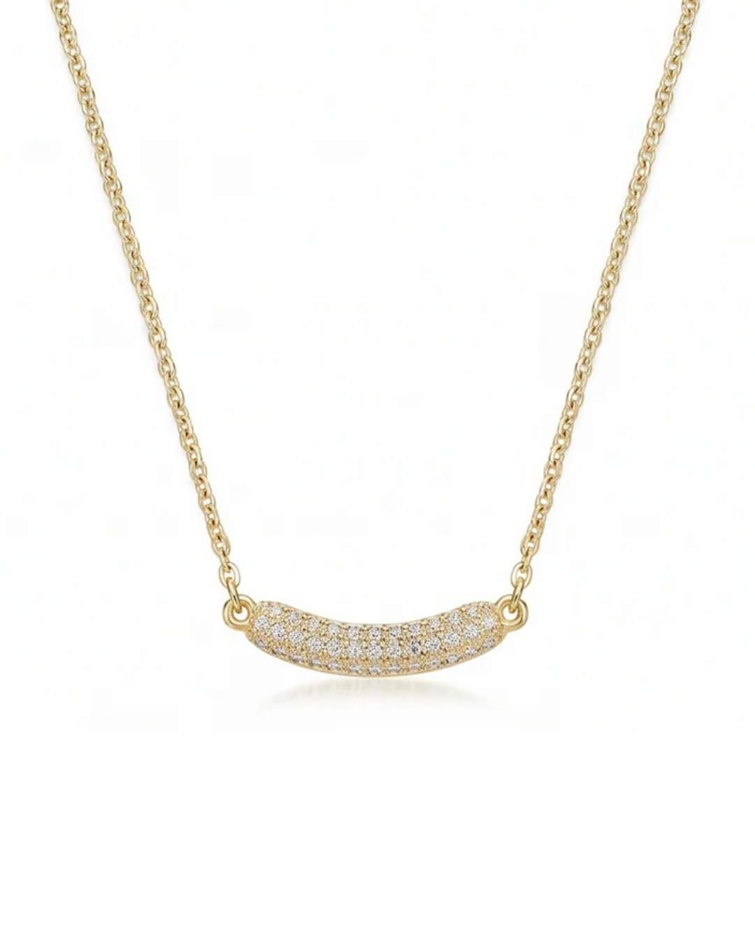 Textured Curved Bar Gold Chain Necklace