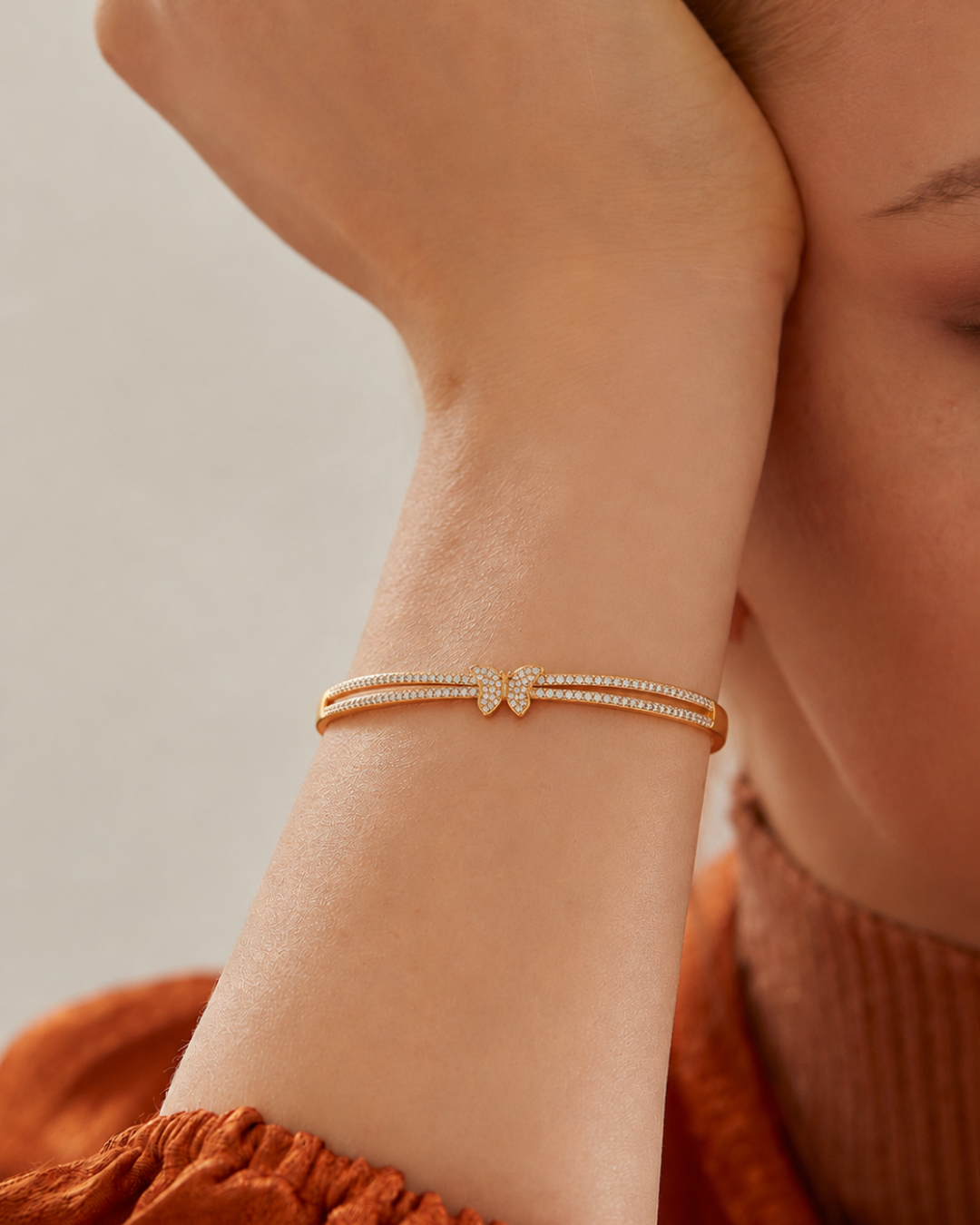 Pave Butterfly Cuff Bangle