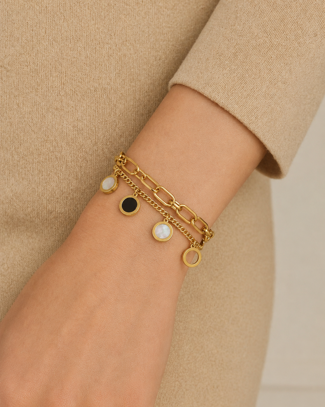 Modern Circle Charm Statement Bracelet