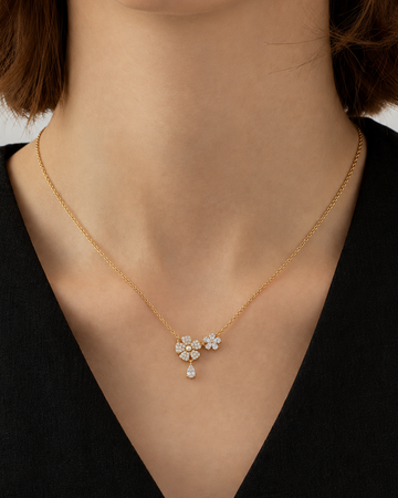 Floral Bloom Drop Accent Necklace