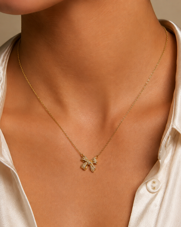 Crystal Bow Pendant Necklace