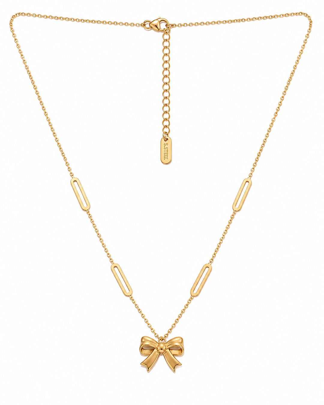 Bow Accent Layered Drop Necklace