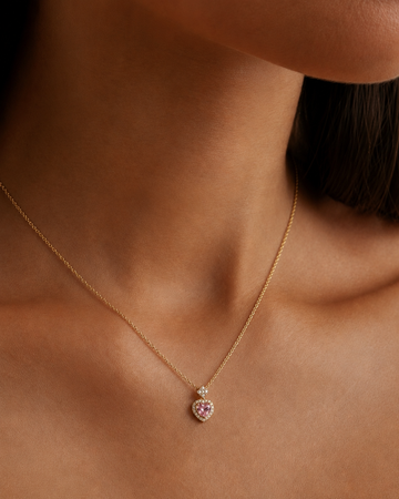 Radiant Pink Heart Pendant Necklace