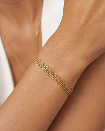 Woven Multi-Strand Gold Chain Bracelet