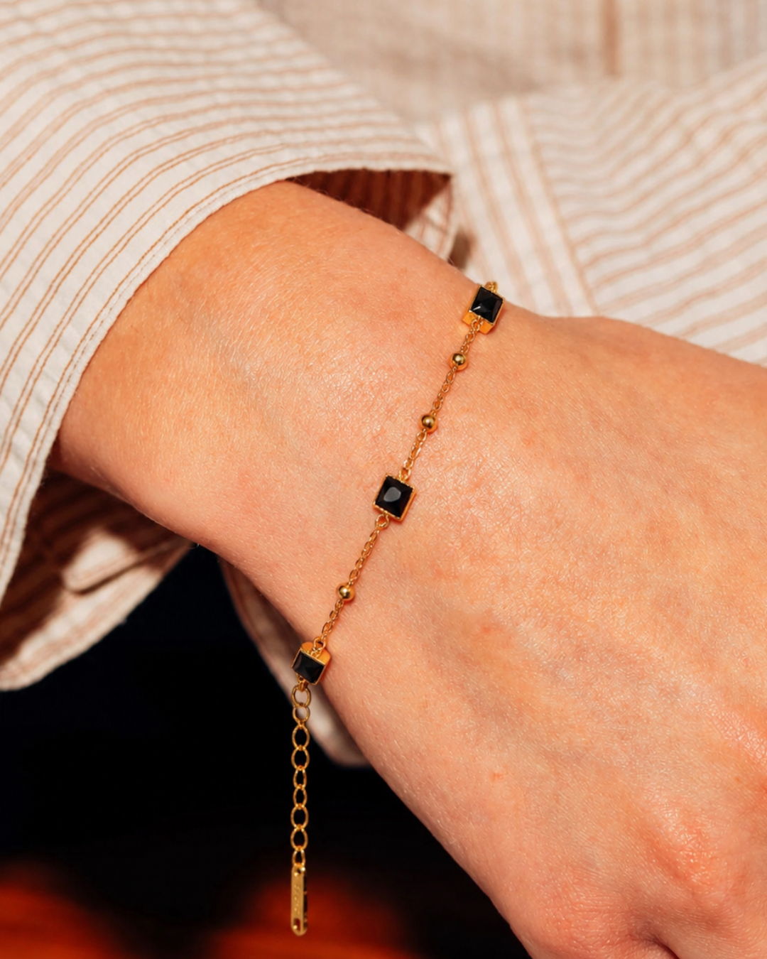 Black Stone Station Bracelet